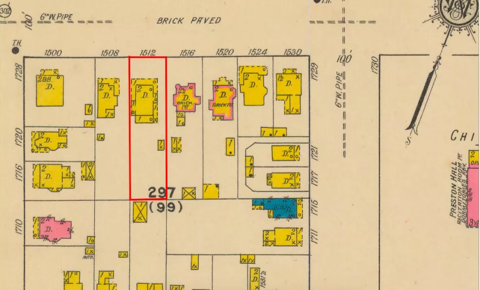 1919 Sanborn map of Lachiotte House