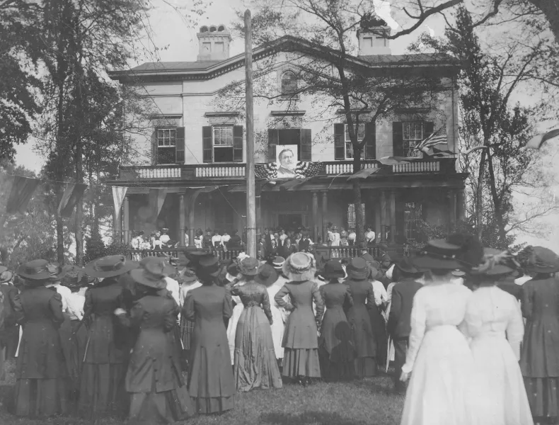 Exterior of the former President's House during a visit from President Taft