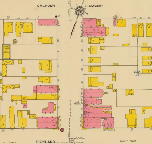 1900 Block of Main Street, 1919 Sanborn Map