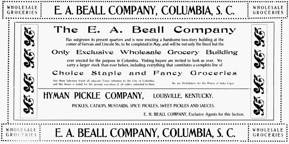 Advertisement noting the planned completion of E.A. Beall's new building, The State, July 8, 1901.