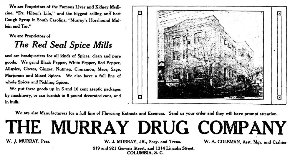 Detail of advertisement for the Murray Drug Company, The Columbia Record, August 18, 1915.