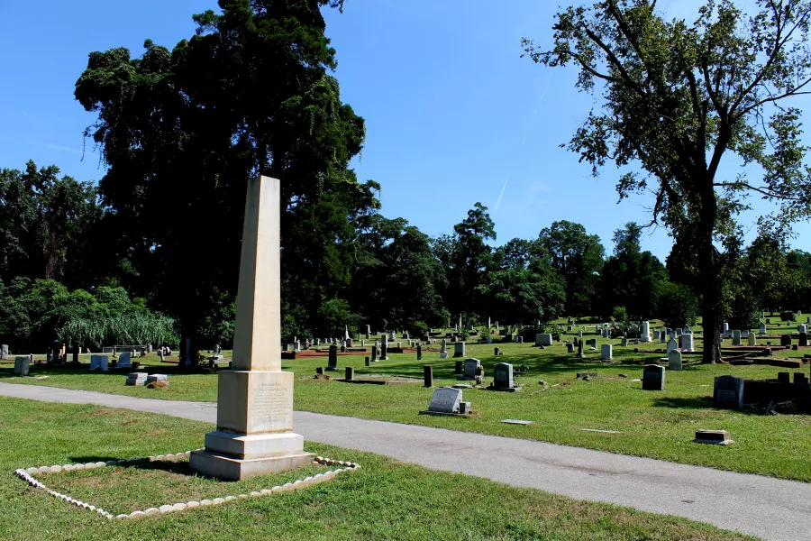 Randolph Cemetery with Randolph Monument in foreground, 2014