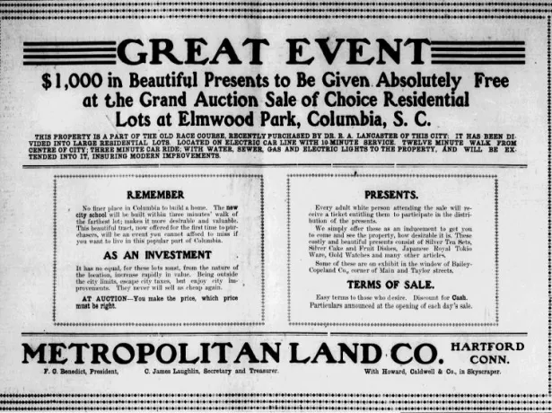 Advertisement, The State newspaper, May 8, 1905. (Newsbank)