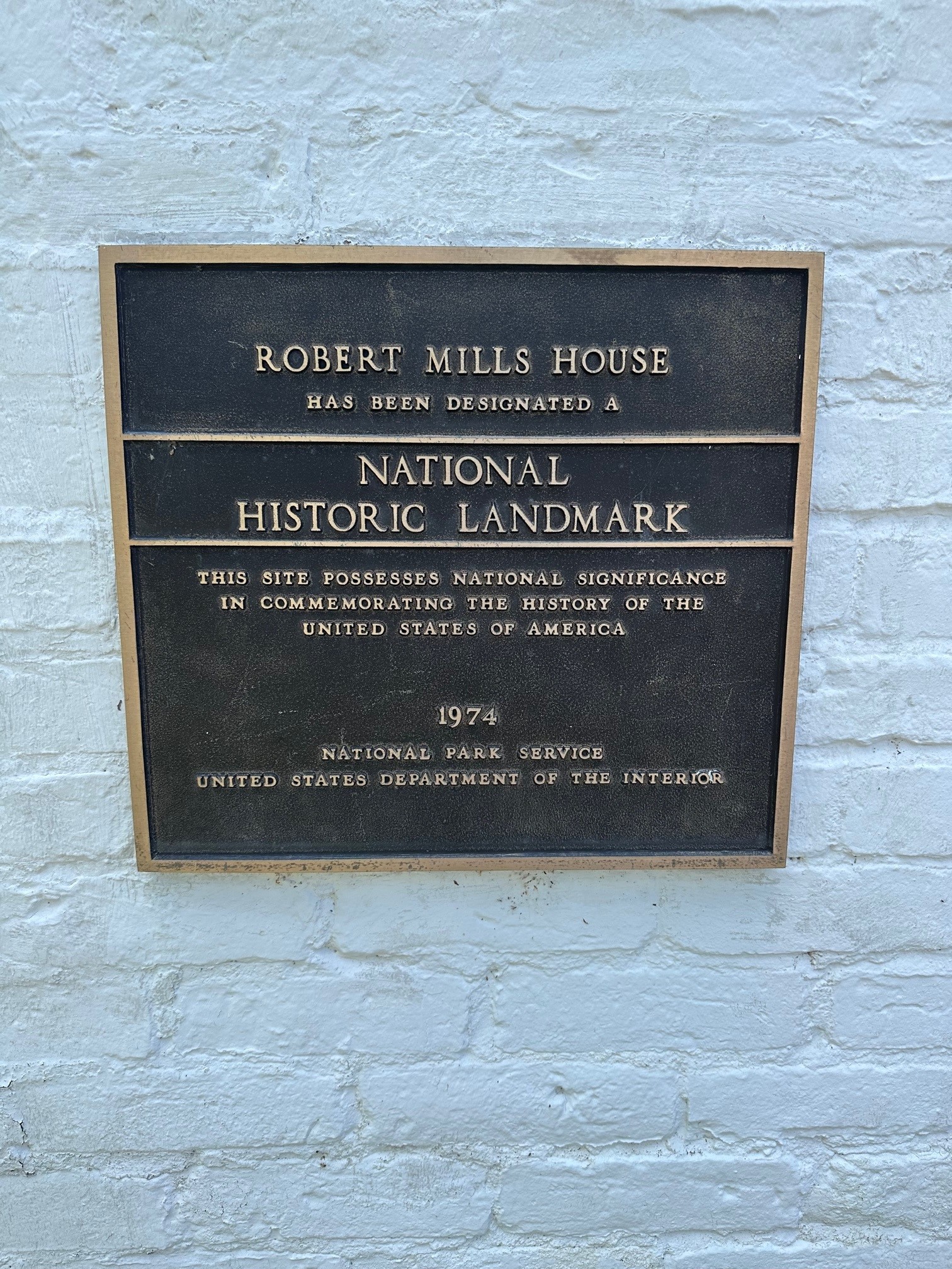 Robert Mills House National Historic Landmark plaque